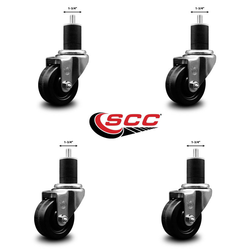 Ensemble de roulettes extensibles pivotantes à roue pivotante de 3 pouces 1-3 / 4 pouces SCC