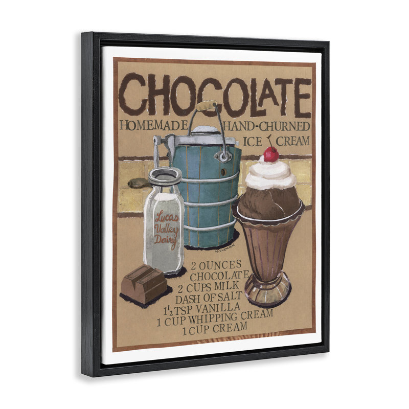Art mural sur toile flottant chocolat et crème glacée par Nancy Overton, Cadre flottant noir de jais, H 21 po x l 17 po