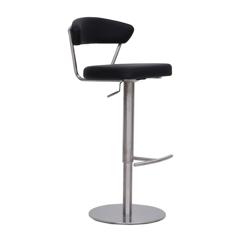 Naumann Swivel Upholstered Adjustable Height Counter Stool with Metal Frame, Black