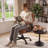 Ergonomic Executive Leather Office Chair, Tilt Adjustment Swivel Desk Chair With Flip-Up Arms And Water-Resistant Upholstery-1055772123