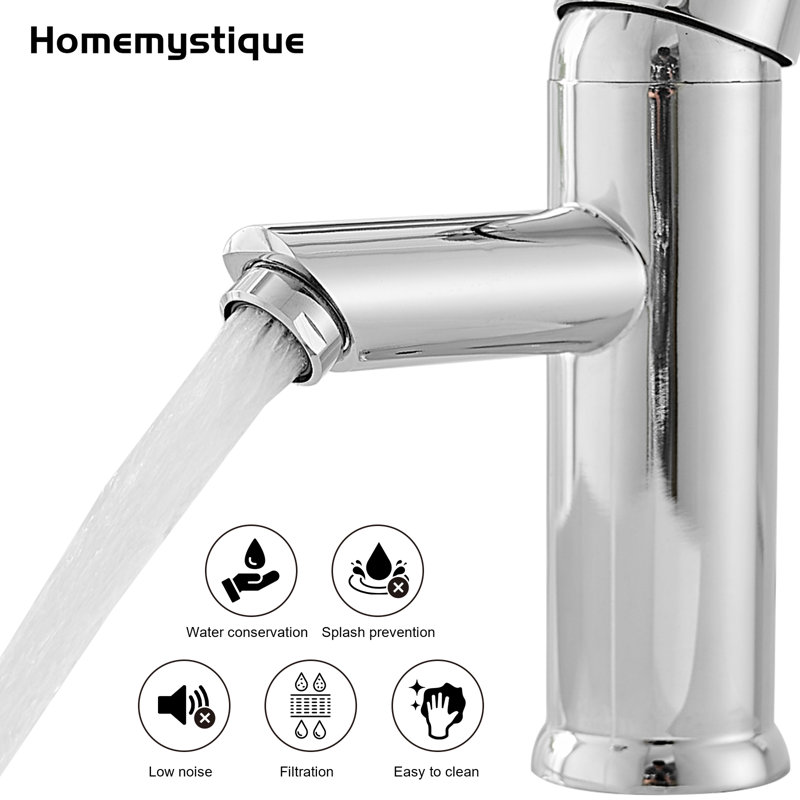 Robinet de salle de bain à un trou avec drain, Chrome