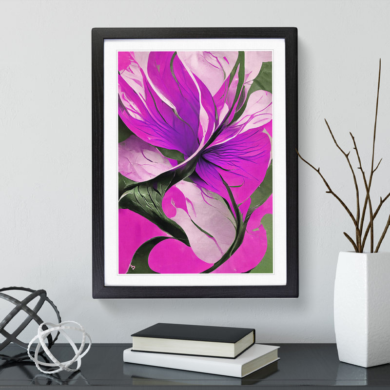 Abstract Floral No.4 - Framed Print, Black Framed, 46cm H x 34cm W x 2cm D