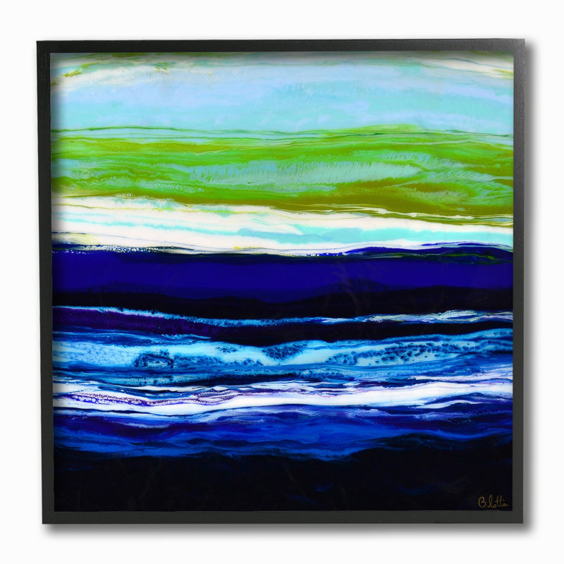 Acrylique, résine, océan, brise de mer, air abstrait par Barbara Bilotta, impression sur toile, H 12 po x l 12 po x P 0,5 po
