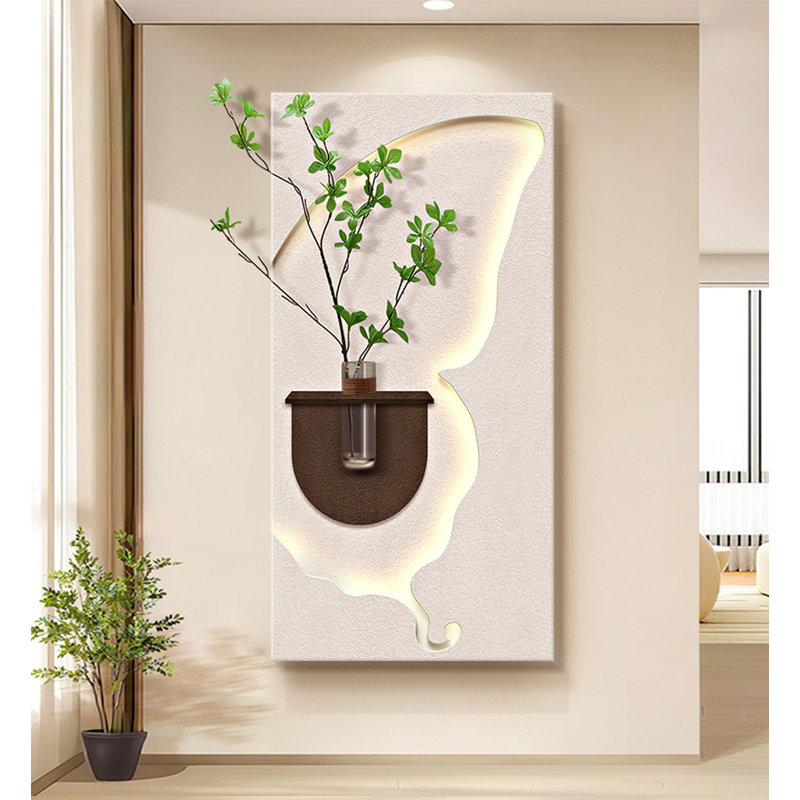 Décoration murale vase en grès de style crème, H 47,24 po x l 23,62 po x P 1,18 po