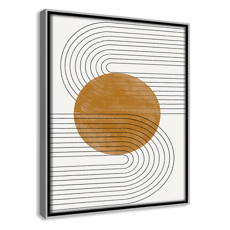 Échos courbés par Miuus Studio, Framed Canvas, Silver Floater, L 9,5 po x H 11,5 po