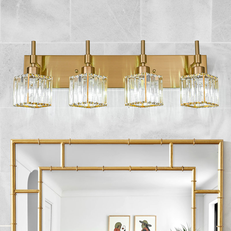 Corless Dimmable Vanity Light, Black/Gold, 4