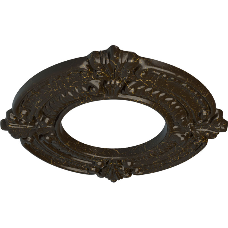 Médaillon de plafond Endurathane Benson, DO 9 po x P 4 1/8 po x P 5/8 po (convient aux auvents jusqu'à 4 1/8 po), finition or Flash peinte à la main
