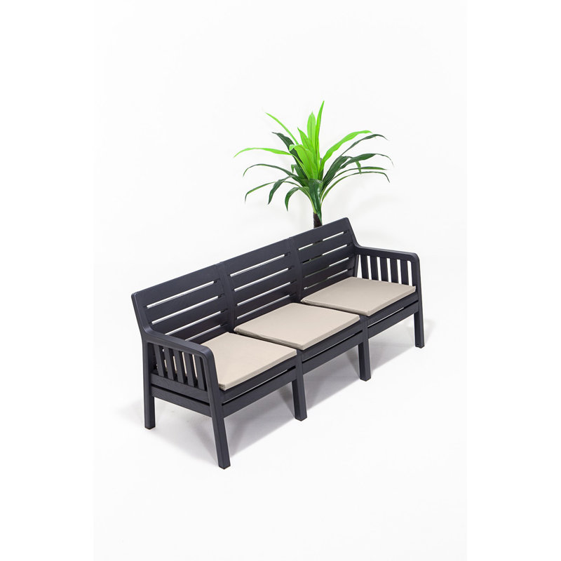 Cardamom 190cm Wide Patio Sofa with Cushions, Black