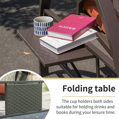Patio Porch Swing 2 Person Adjustable Canopy Deluxe Hammock Swing Glider With Solar Led Light And 2 Sunbrella Cushions For Outdoor Garden,Balcony,Back -  Lark Manor™, 46548CD36F95449B87765F5E33A068FB