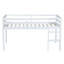 Lit mezzanine simple en bois d'hévéa massif avec échelle, plateforme à lattes robuste, rangement peu encombrant et garde-corps sécuritaires, blanc-769804022-769804021