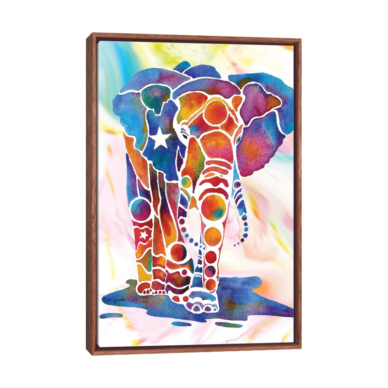 «Elephant II» par Jo Lynch - impression d'art graphique, Pas de tapis, H 26 po x l 18 po x 1,5 po