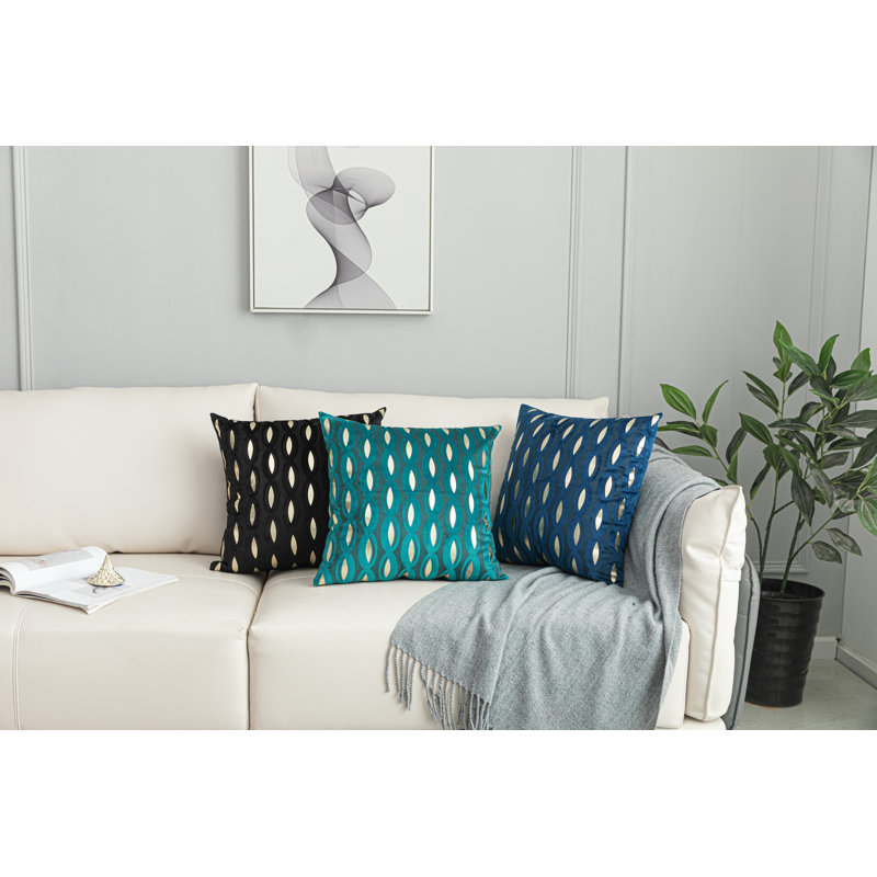 Gold Velvet Square Pillow Cover, Black