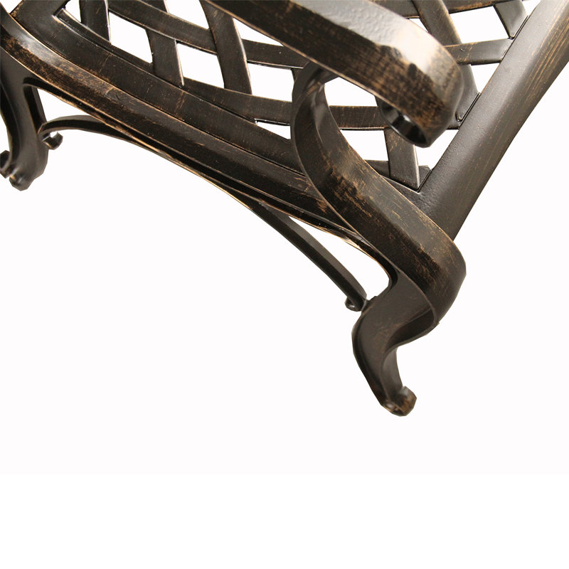 Modern Outdoor Mesh Cast Aluminum Black Patio Dining Chair, Bronze