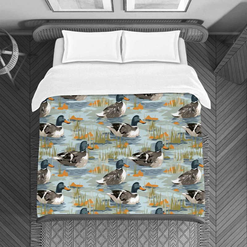 Duck Blue Blue Microfiber Duvet Cover, Queen Duvet Cover