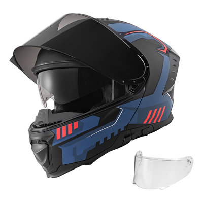 Modular Motorcycle Helmet, Flip up Full Face Helmet with Dual Visor, Lightweight Comfortable Adult Motocross Street Bike Helmet for Men and Women - DOT & ECE Approved (L Size)