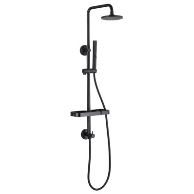 38" H Wall Mounted Stainless Steel Rainfall Shower Combo With Height Adjustable Handheld Shower and Storage Shelf