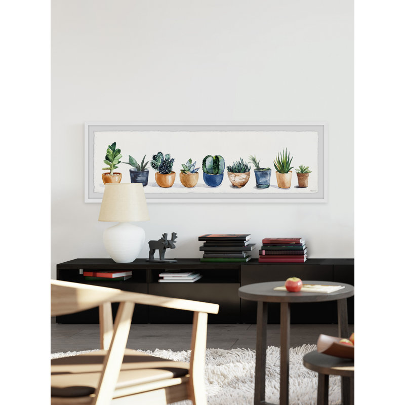 « Blue planter pots »-photo panoramique sur papier, H 15 po x l 45 po x P 1,5 po
