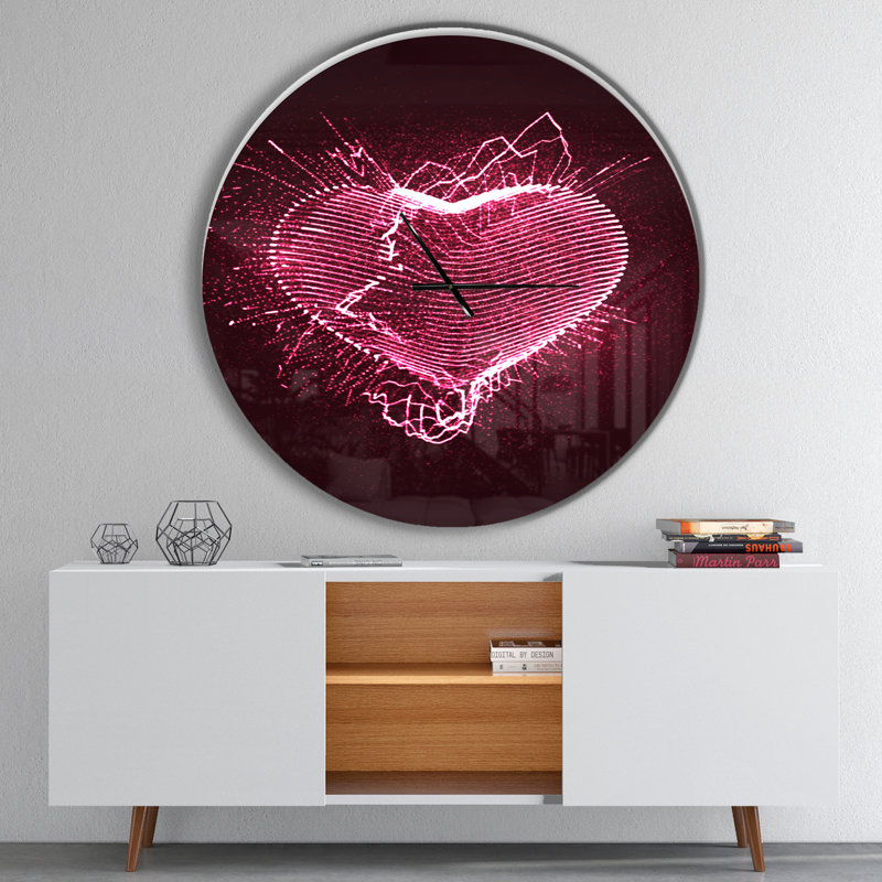 Happy Valentines Day - horloge murale moderne, Surdimensionné