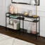 55" Wide Console Table with 2-Tier Open Shelving — Blackened Bronze Modern Metal Entryway Table for Living Room or Hallway | Ceno-1555377739-1555922673