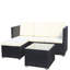 Mobilier d'extérieur élégant: PE, table basse, ambiance de patio beige: 5, coussins beiges,
