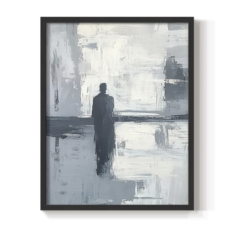 Abstrait, impression encadrée, prêt à accrocher, H 20 po x l 16 po, Noir