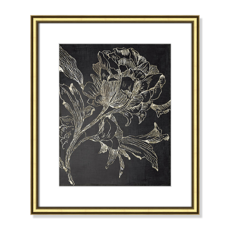 Clarendon Golden Flower Folklore I by Asia Jensen - Picture Frame Graphic Art Print, 20.25" H x 17.25" W, Gold Framed