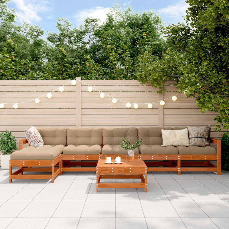  Garden Lounge Set 7 Pcs Solid Pine Wood Outdoor Terrace Furniture Patio