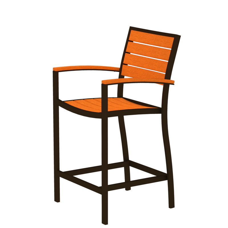 Chaise avec accoudoirs de comptoir POLYWOOD Euro, Tangerine, Bronze texturé