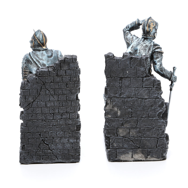 Arthurian Knight Silver Resin Bookends Set of Two