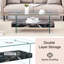 Table basse de 43,3 po, style moderne, plateau en verre transparent et niveau inférieur en marbre noir, options de rangement spacieuses, table à pieds transparents avec deux, conception, marbre, fabrication stable-347360466