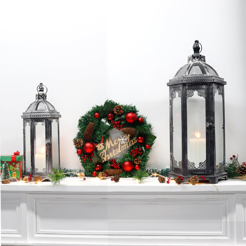 27" High Hexagonal Tower Style Outdoor Lanterns