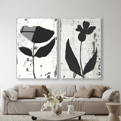 Single Flowers Set High-Gloss Frameless Acrylic Glass Wall Art Abstract Print by Oliver Gal, Ready to Hang, 10 x 15