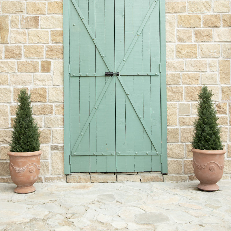 Cèdre artificiel résistant aux rayons UV pour la terrasse, H 36 po x l 15,7 po, Ensemble de 2