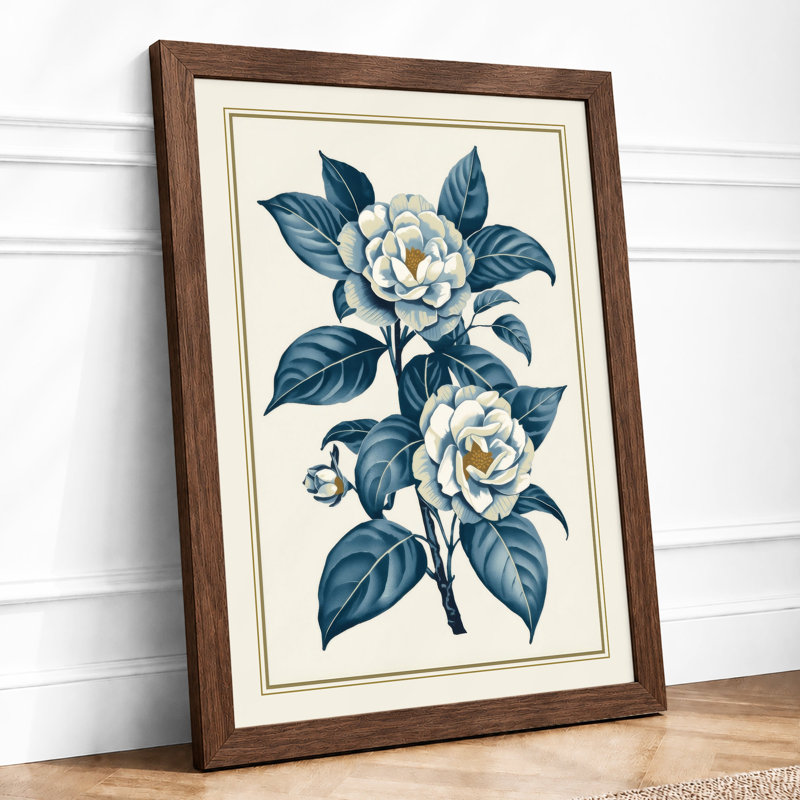 Camellia Study Botanical - Print, A2 - 59.4 x 42.0 cm, Walnut