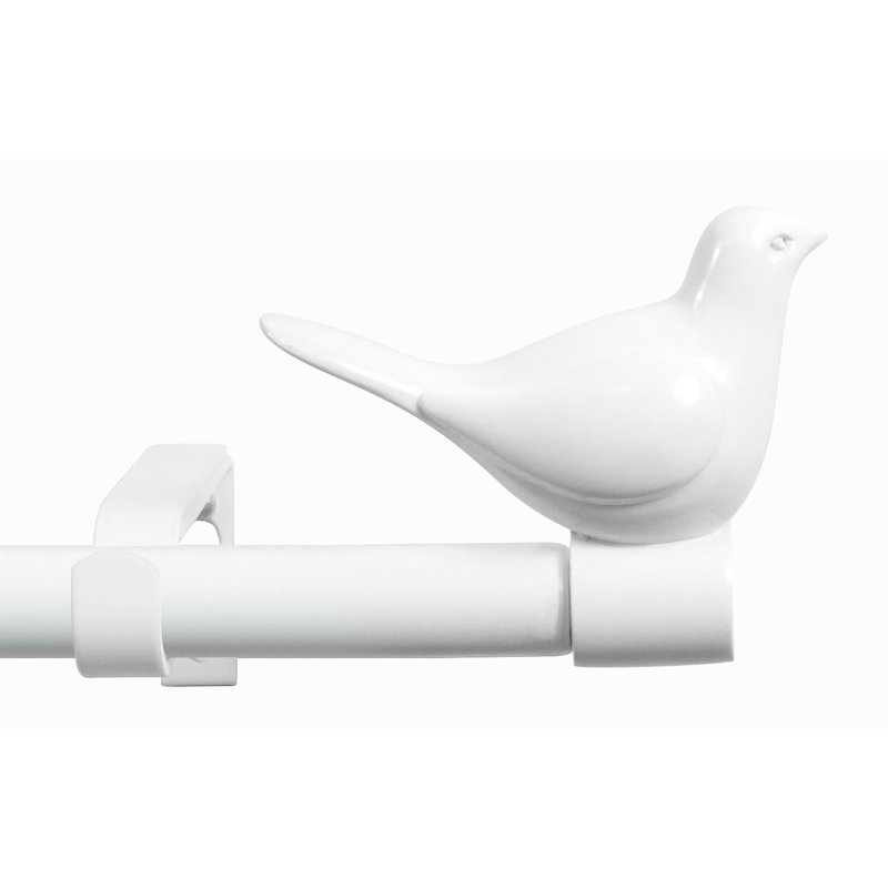 Tringle à rideaux simple ajustable 0,75 po, Blanc brillant, 48" - 84"