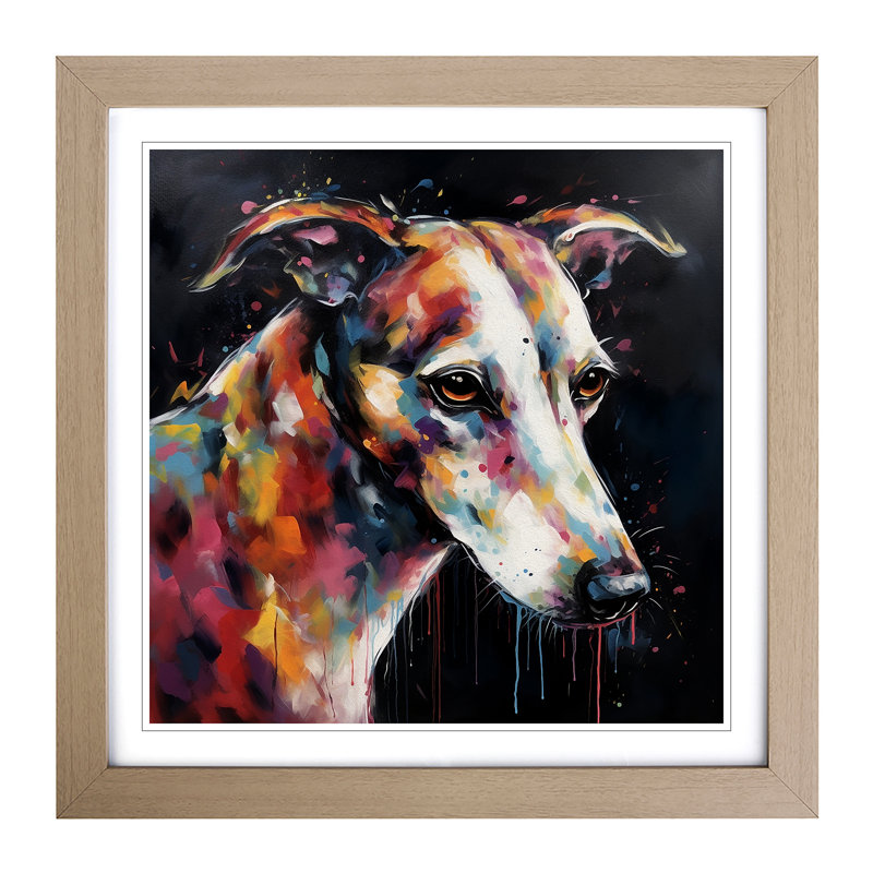 Whippet - Framed Print, Oak
