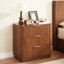 Commode 3 tiroirs en noyer, vague incurvée, entrées, imperméable et rayure - table de chevet, solution de rangement décorative pour petit espace