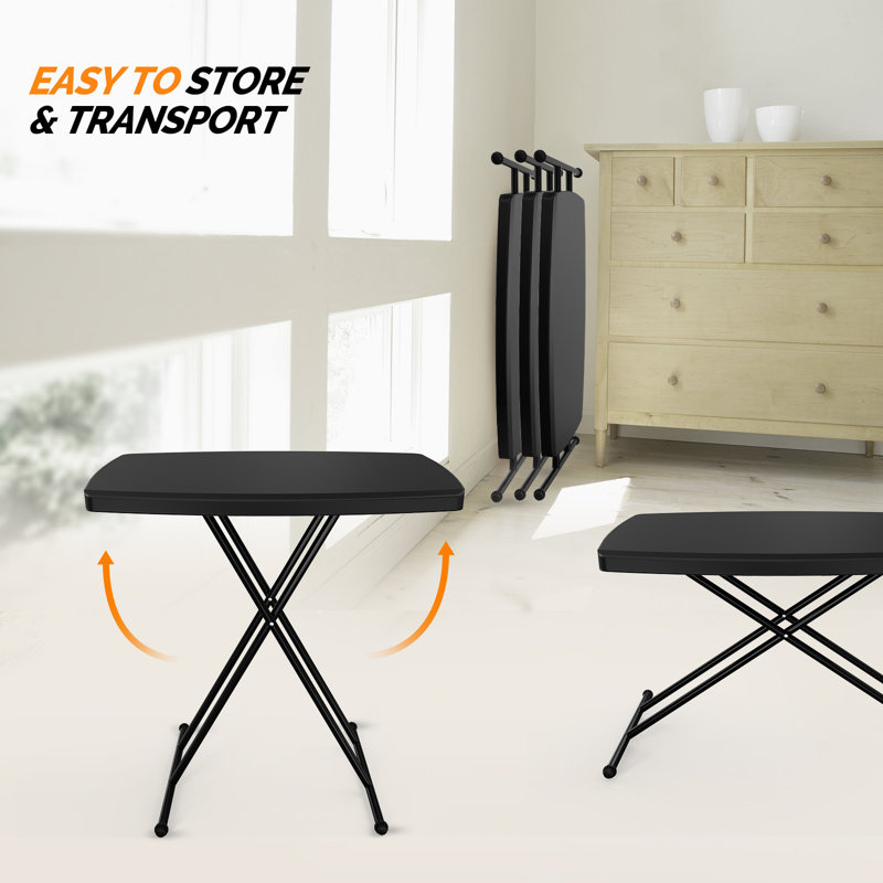Table de patio pliante en plastique noir à hauteur réglable