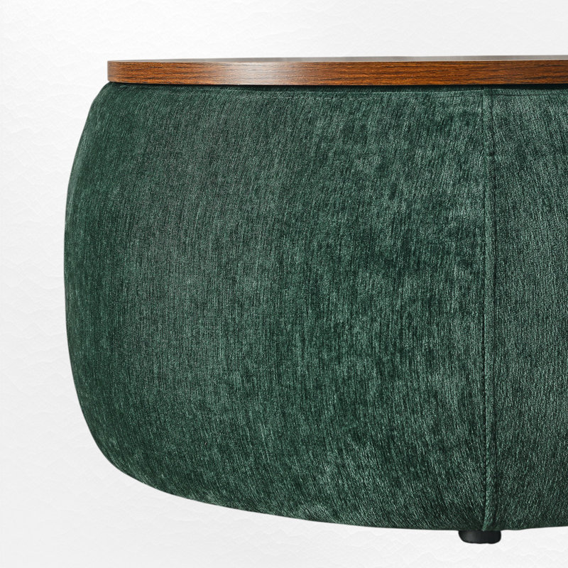 Table basse rembourrée avec repose-pieds, Brun, Vert