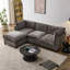Canapé modulaire moderne en L avec rangement, canapé en chenille gris pour la maison