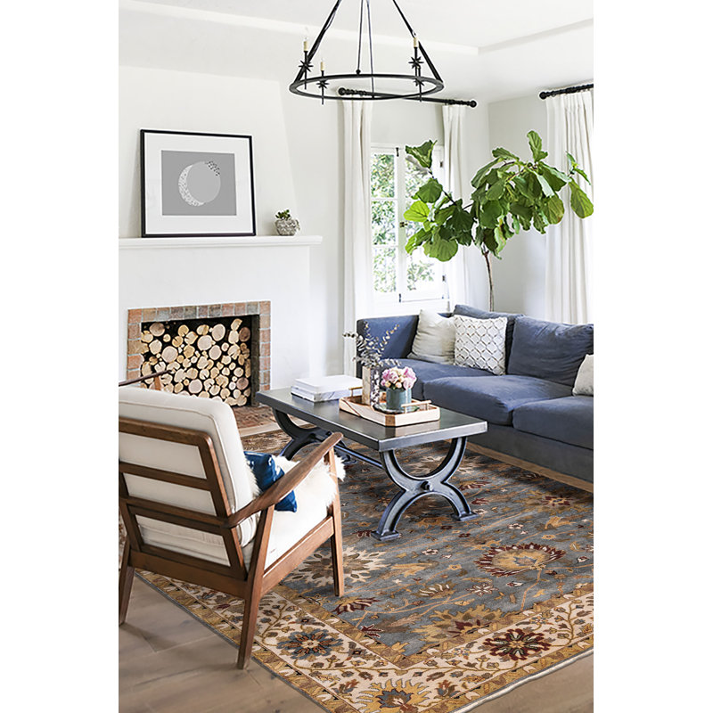 Tapis bleu denim Jules Serapi 8 pi 11 po x 11 pi 11 po