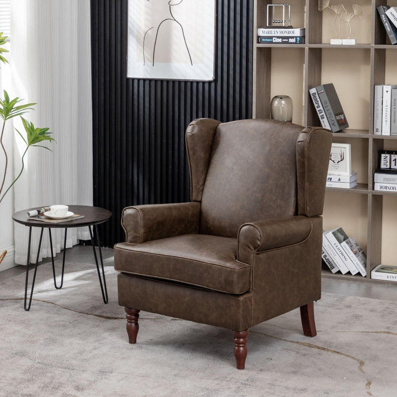 Alekzandra Faux Leather Armchair, PU Brown
