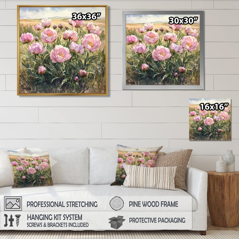 Kratz - Floral Wall Art, Floater Framed Print, Brown, 16" H x 16" W