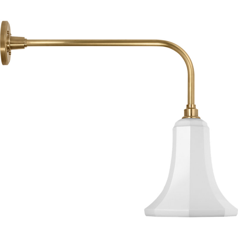 Thomas O'Brien 1 - Light Outdoor Barn Light, Hand-Rubbed Antique Brass, 20.75" H x 9.25" W x 24.5" D, White
