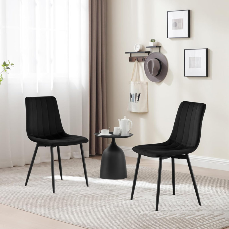 Aghaboy 44.00cm H Velvet Upholstered Side Chair, Black