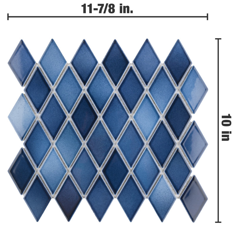 Hudson 2" x 3" Porcelain Grid Mosaic Wall & Floor Tile, Blue