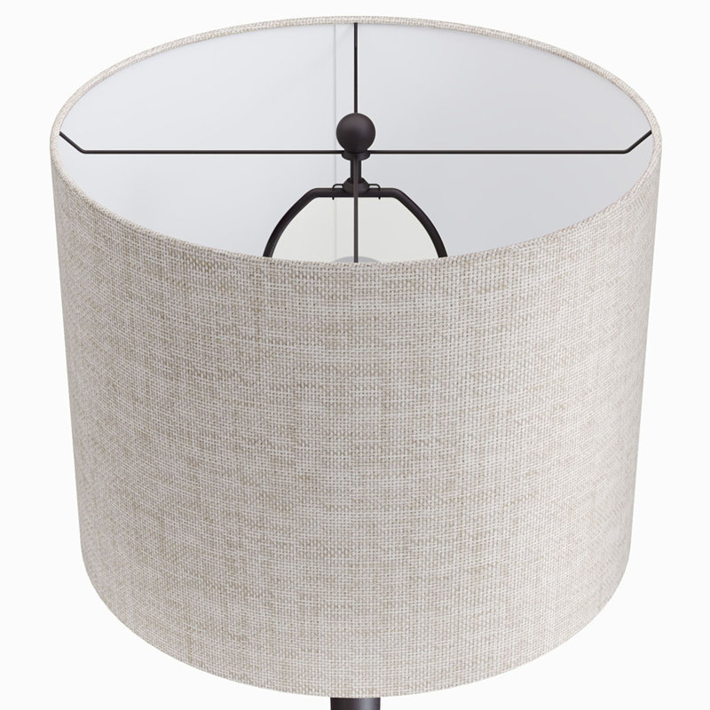Contemporary Accent Table Lamp, Light Beige, Oil Rubbed Bronze