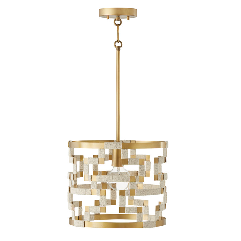 Luminaire suspendu cylindrique unique à 1 lumière avec détails en corde