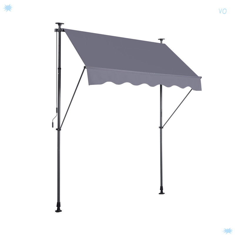 Manual Retractable Awning- Non-Screw Outdoor Sun Shade Cover With UV Protection, 117.09" H x 47.33" W x 117.83" D