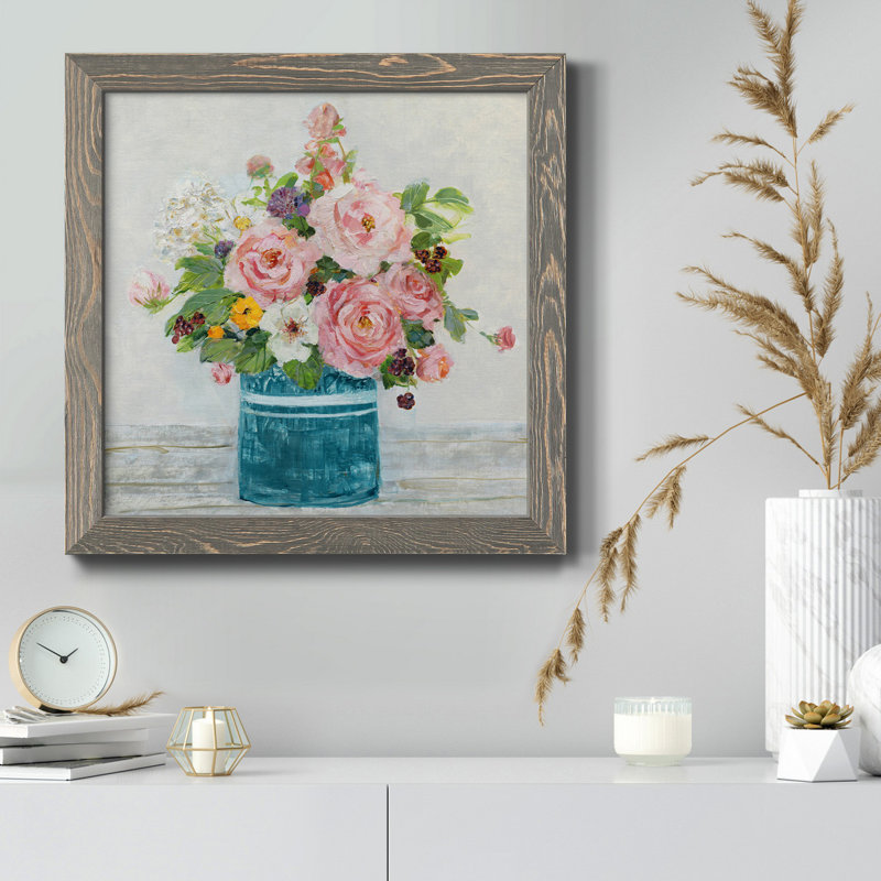 Monet Garden - Peinture sur toile encadrée, H 31,5 po x l 31,5 po x P 1,5 po, Encadré gris